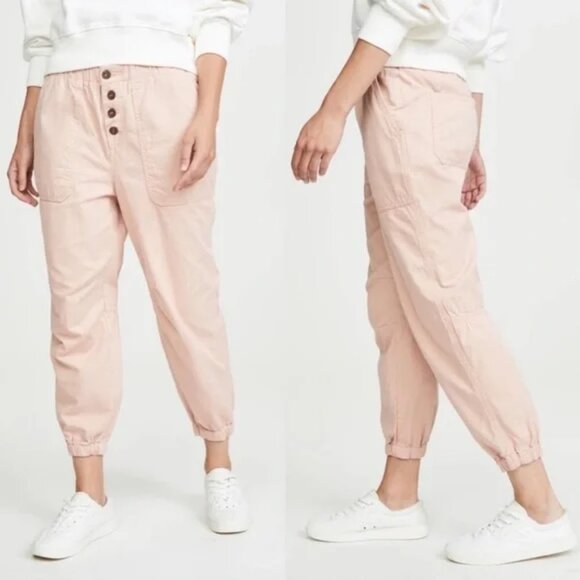 Free People Cadet Jogger Pants Button Fly Light Pink size S Bohemian Resort - Picture 2 of 13